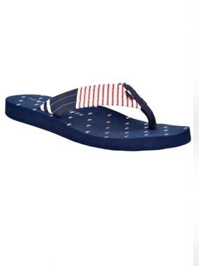 🆕 Tommy Hilfiger Women’s Blue American Flag Beach Pool Slip On Thong Flip-Flops